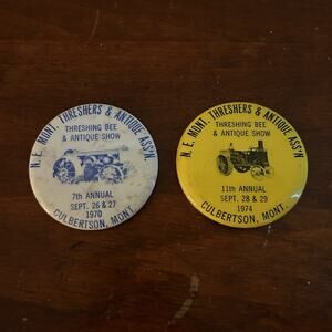 Vintage Threshing Bee Pinback Buttons 1970 1974 Culbertson Montana